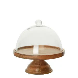 Alicia Glass Cloche Cake Cover with Wooden Base Large by Florabelle Living, a Platters & Serving Boards for sale on Style Sourcebook