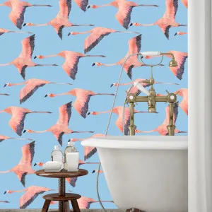 Flying Flamingo Pattern Wallpaper by Florabelle Living, a Artwork & Wall Decor for sale on Style Sourcebook