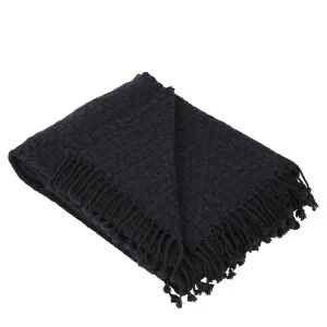 Flint Wool Throw Throw Navy 130x170cm by Florabelle Living, a Throws for sale on Style Sourcebook