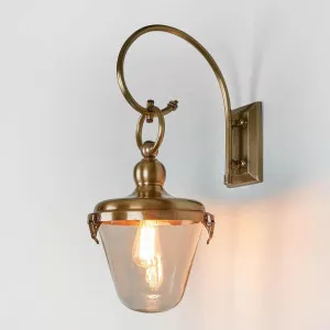 Savoy Outdoor Wall Light with Glass Shade Antique Brass by Florabelle Living, a Wall Lighting for sale on Style Sourcebook