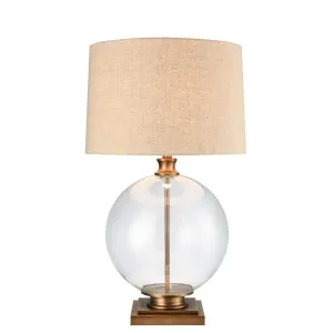 Ivy Antique Brass And Glass With Natural Linen Shade by Florabelle Living, a Table & Bedside Lamps for sale on Style Sourcebook