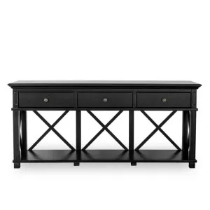 Sorrento 3 Drawer Hamptons 190cm Console Black by Florabelle Living, a Console Table for sale on Style Sourcebook