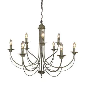 9 Arm Taupe Iron Chandelier 9 Lights by Florabelle Living, a Chandeliers for sale on Style Sourcebook
