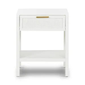 Santorini Hamptons Timber/Rattan Bedside Table White by Florabelle Living, a Coffee Table for sale on Style Sourcebook