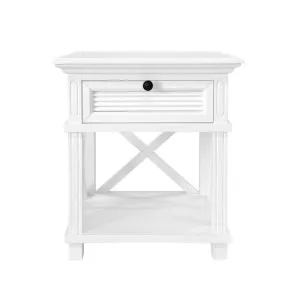 West Beach Hamptons Bedside Table W/Drawer White by Florabelle Living, a Coffee Table for sale on Style Sourcebook