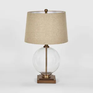 Ivy Small Antique Brass And Glass With Natural Linen Shade by Florabelle Living, a Table & Bedside Lamps for sale on Style Sourcebook