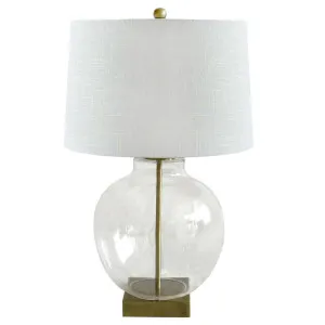 Ellyn Glass and Brass Lamp with White Linen Shade by Florabelle Living, a Table & Bedside Lamps for sale on Style Sourcebook