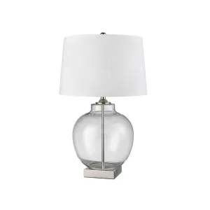 Ellyn Glass and Nickel Lamp with White Linen Shade by Florabelle Living, a Table & Bedside Lamps for sale on Style Sourcebook