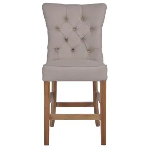 Oakwood Hamptons Beige Linen Counter Chair W/ Buttons by Florabelle Living, a Stools for sale on Style Sourcebook