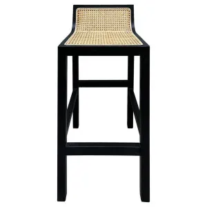 Amalfi Elm Wood and Rattan Bar stool Black by Florabelle Living, a Stools for sale on Style Sourcebook