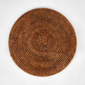 Paume Rattan Round Placemat Antique Brown by Florabelle Living, a Placemats for sale on Style Sourcebook