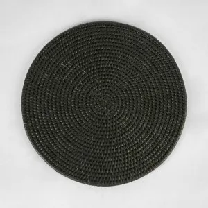 Paume Rattan Round Placemat Black by Florabelle Living, a Placemats for sale on Style Sourcebook