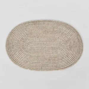 Paume Rattan Oval Placemat White Wash by Florabelle Living, a Placemats for sale on Style Sourcebook