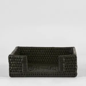 Paume Rattan Square Napkin Box Black by Florabelle Living, a Platters & Serving Boards for sale on Style Sourcebook