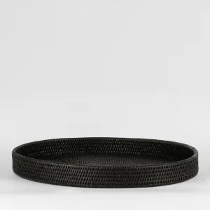 Paume Rattan Oval Tray Black by Florabelle Living, a Trays for sale on Style Sourcebook