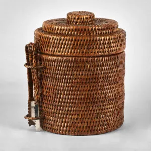 Paume Rattan Ice Bucket w Tong Antique Brown by Florabelle Living, a Barware for sale on Style Sourcebook