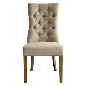 Diana Buttoned Hamptons Dining Chair Linen Blend by OneWorld Collection, a Dining Chairs for sale on Style Sourcebook
