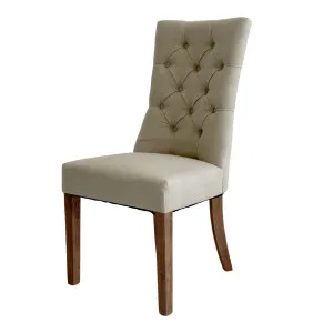 Diana Buttoned Hamptons Dining Chair Linen Blend by OneWorld Collection, a Dining Chairs for sale on Style Sourcebook
