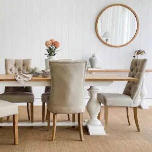 Diana Buttoned Hamptons Dining Chair Linen Blend by OneWorld Collection, a Dining Chairs for sale on Style Sourcebook