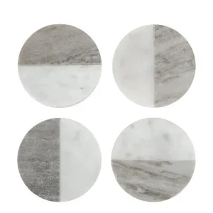 Graze Marble Coaster Round White & Beige by OneWorld Collection, a Tableware for sale on Style Sourcebook