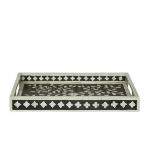 Yari Bone Inlay Tray Black/White by OneWorld Collection, a Tableware for sale on Style Sourcebook