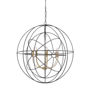 Large Black & Brass Iron Orb Pendant by OneWorld Collection, a Pendant Lighting for sale on Style Sourcebook