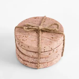 Graze Travertine Coaster Set 4 Round Rust by OneWorld Collection, a Tableware for sale on Style Sourcebook