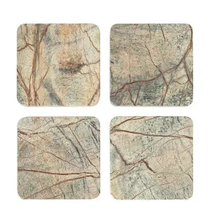 Graze Marble Coaster Square Brown & Green by OneWorld Collection, a Tableware for sale on Style Sourcebook