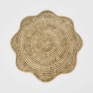 Paume Scallop Rattan Placemat Natural by OneWorld Collection, a Tableware for sale on Style Sourcebook