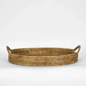 Paume Rattan Oval Serving Tray with Handles Natural by OneWorld Collection, a Tableware for sale on Style Sourcebook