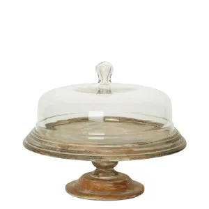 Bessie Glass Cloche Cake Cover with Wooden Base by OneWorld Collection, a Tableware for sale on Style Sourcebook