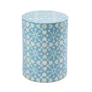Adina Bone Inlay Side Table Aqua/White by OneWorld Collection, a Side Table for sale on Style Sourcebook