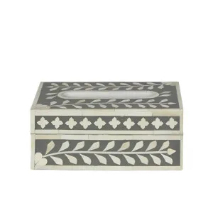 Aurora Bone Inlay Tissue Box Grey/White by OneWorld Collection, a Decor for sale on Style Sourcebook