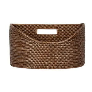 Paume Rattan Magazine Holder Antique Brown by OneWorld Collection, a Decor for sale on Style Sourcebook