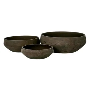 Landis Planter Bowl Set 3 Earth Brown by OneWorld Collection, a Decorative Plates & Bowls for sale on Style Sourcebook