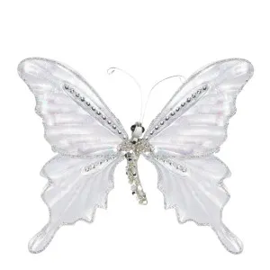 Davinia Metallic Butterfly Clip Decoration Silver by OneWorld Collection, a Christmas for sale on Style Sourcebook