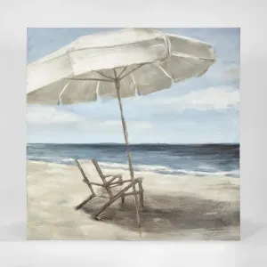 Deck Chair w Umbrella Paint Wall Art by OneWorld Collection, a Artwork & Wall Decor for sale on Style Sourcebook