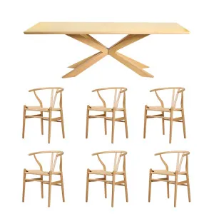 Albany 7 Piece Dining Package - Table Ash 240cm and 6 x Atlas Natural Dining Chairs by OneWorld Collection, a Dining Tables for sale on Style Sourcebook