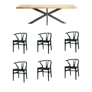 Wainscott 7 Piece Dining Package - Table Ash 240cm and 6 x Atlas Black Dining Chairs by OneWorld Collection, a Dining Tables for sale on Style Sourcebook