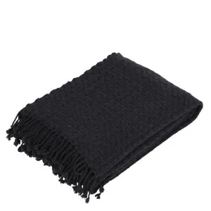 Flint Wool Throw Throw Navy 130x170cm by OneWorld Collection, a Throws for sale on Style Sourcebook