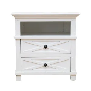 Sorrento Hamptons Medium 2 Drawer Bedside Table White by OneWorld Collection, a Bedside Tables for sale on Style Sourcebook
