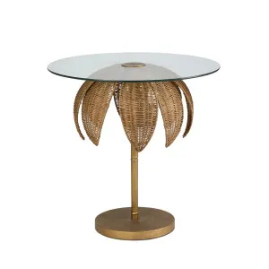 Bali Brass & Rattan Side Table by OneWorld Collection, a Side Table for sale on Style Sourcebook