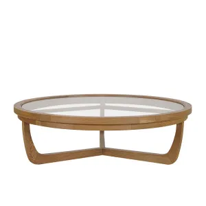 Iris Round Tri-Leg Coffee Table With Glass Top 100Cm by OneWorld Collection, a Coffee Table for sale on Style Sourcebook