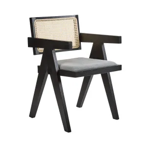 Lexi Scissor Leg Armchair Black Frame Grey Fabric by OneWorld Collection, a Chairs for sale on Style Sourcebook