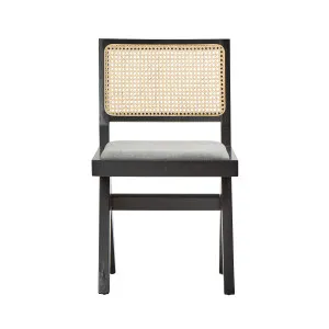 Lexi Scissor Leg Side Chair Black Frame Grey Fabric by OneWorld Collection, a Chairs for sale on Style Sourcebook