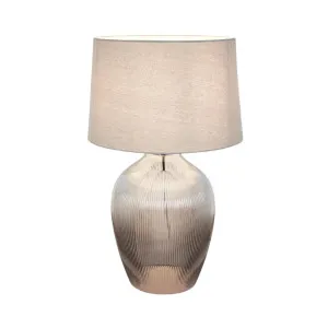 Misty Glass Table Lamp with Natural Linen Shade by OneWorld Collection, a Table & Bedside Lamps for sale on Style Sourcebook