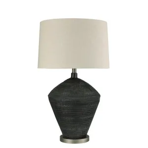 Meridien Black Lamp with Natural Linen Shade by OneWorld Collection, a Table & Bedside Lamps for sale on Style Sourcebook