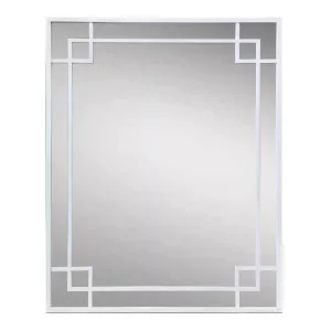 160Cm White Mirror With Corner Detail by OneWorld Collection, a Mirrors for sale on Style Sourcebook