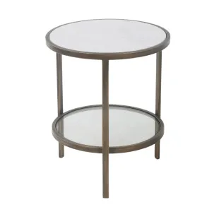 Palladium Brass Iron Marble & Glass Side Table by OneWorld Collection, a Side Table for sale on Style Sourcebook