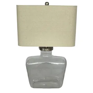Fillable Bottle Lamp W Linen Shade - Lamp Base & Shade by OneWorld Collection, a Table & Bedside Lamps for sale on Style Sourcebook